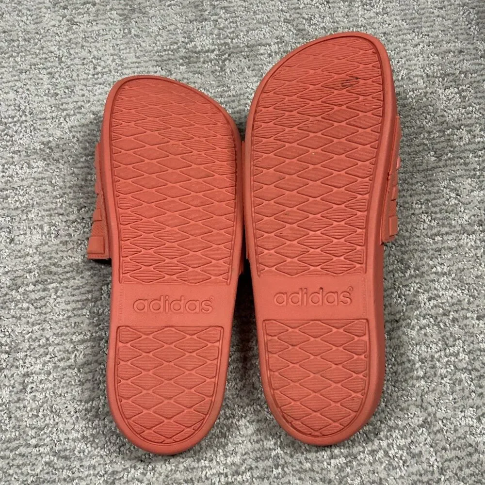 Adidas Sandals Mens 10 Adilette Slides Salmon Slip On Casual Logo Flats Summer